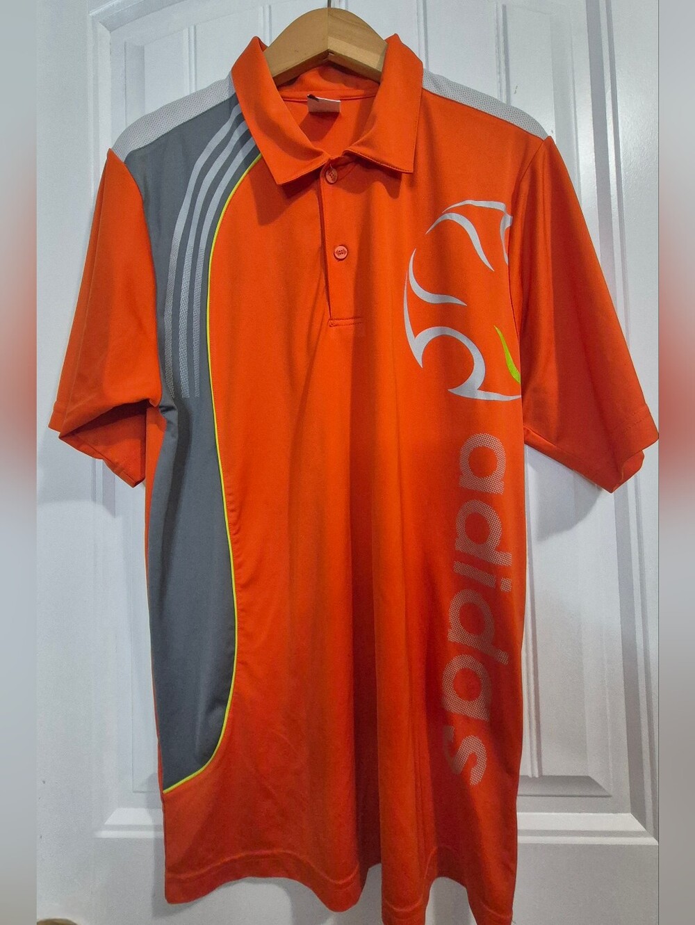Mens Plus Adidas Soccer Themed Polo Shirt Size 2XL